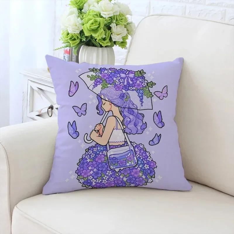 

Роскошный домашний декор, наволочка для автомобиля, гостиной, дивана, чехол для подушки с рисунком подсолнуха и девушки 66x66cm бордовый