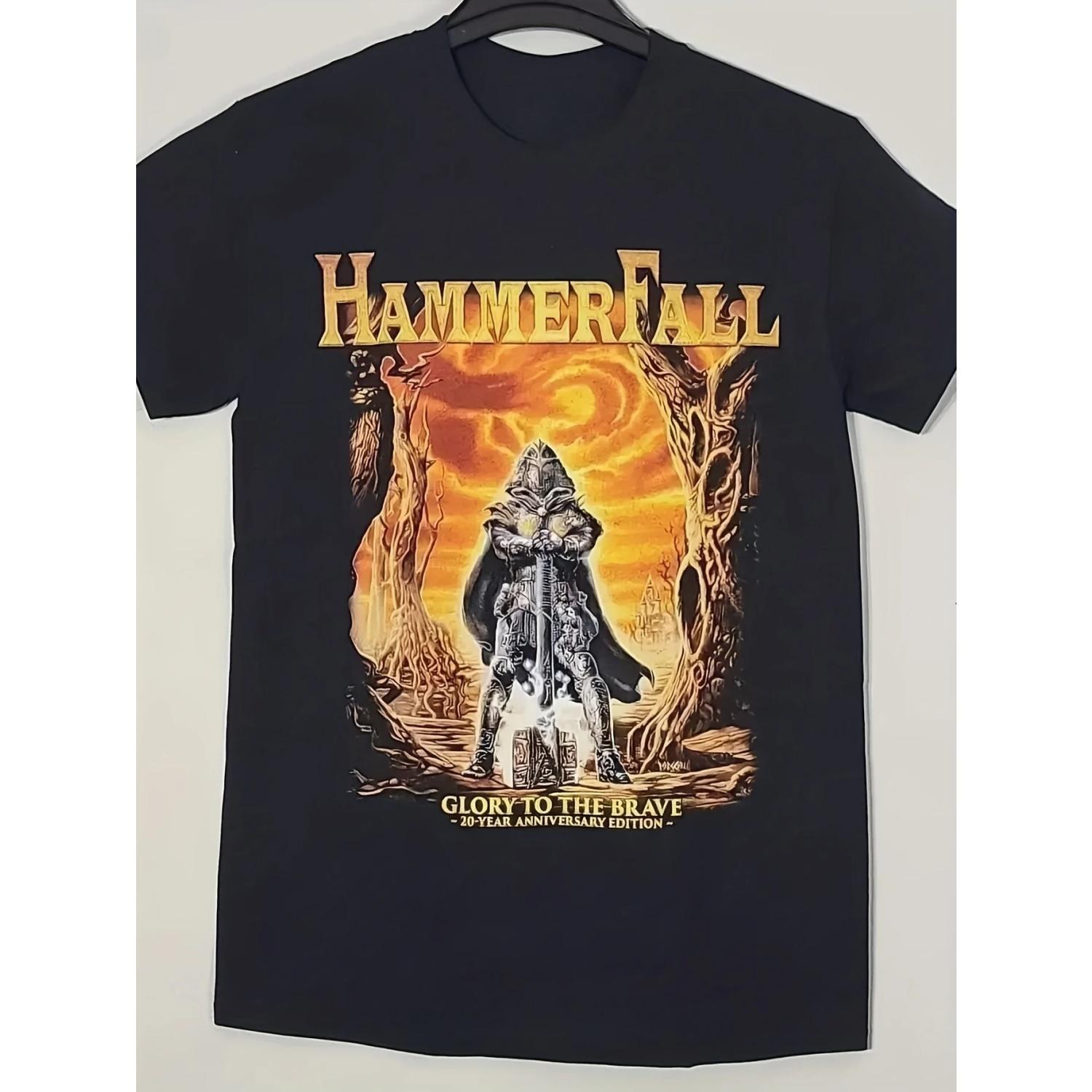 

HAMMERFALL Band T-shirt - Retro Black T-shirt with Iconic Logo Print, Heavy Metal Fan Outfit, Suitable for All Seasons S чёрный