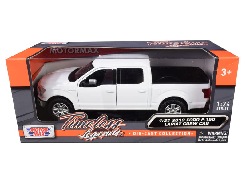 MOTORMAX Scale Diecast Model Car Ford Lariat Crew Pickup Truck LARIAT CREW CAB 2019 1/27 F-150 (White)