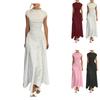European Style Vintage Polka Dot Print Sleeveless Round Neck Slim Fit A Maxi Dress