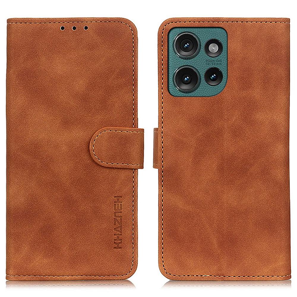 KHAZNEH For Motorola Edge 50 Neo 5G/Moto S50 5G/Thinkphone 25 5G Case Retro PU Leather Wallet Stand Phone Cover