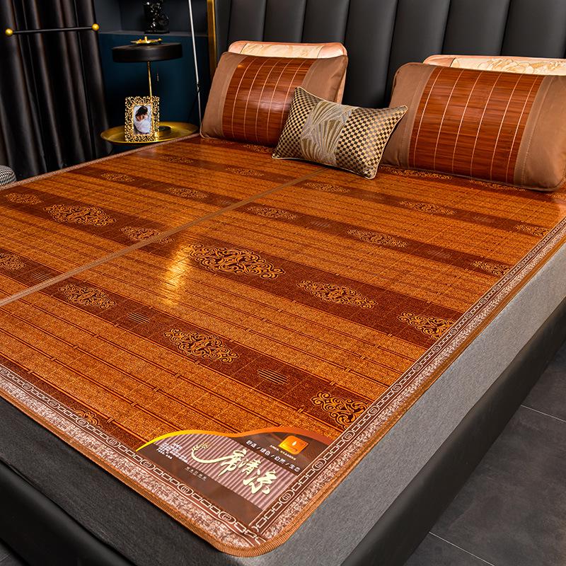 Bamboo Ice Silk Summer Cooling Mat: Foldable Double-Sided Mat for Dormitory or Home, 1.8m