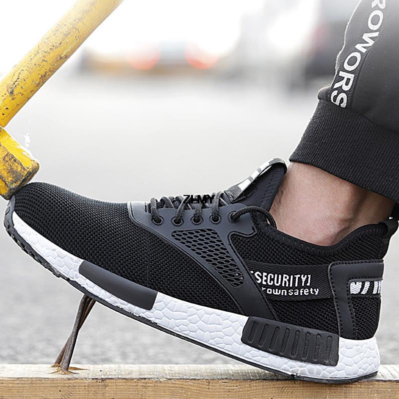 Fashion Lightweight Safety Shoes Men Steel Toe Work Shoes Anti-smash Anti-puncture Breathable Working Sneaker Male Work Safety Boots Man