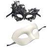 2pcs Black Lace Masquerade Masks For Couple Venetian Cosplay Costume Halloween Carnival Prom Wedding Party Half Face Masks Prop