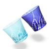 Dinner Luxe Cut Glass Pair Cups 240cc Random Carving Small Pattern Aqua Blue with Engraved Base Kouga Takumi-fu 94xH85mm & PNO.331640