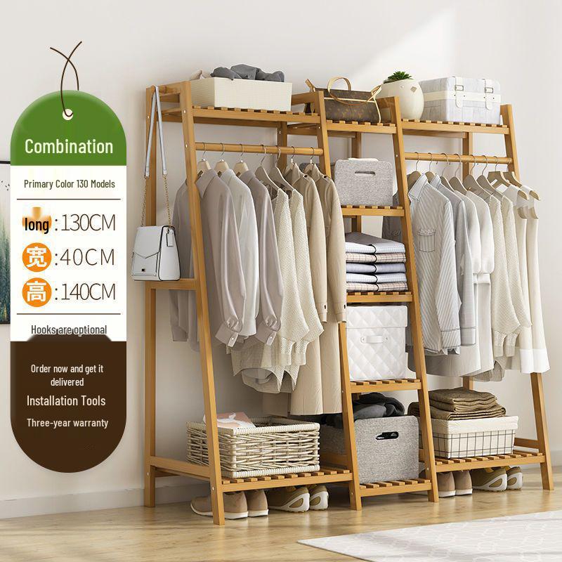Bamboo Floor-Standing Clothes Rack & Wardrobe Organizer