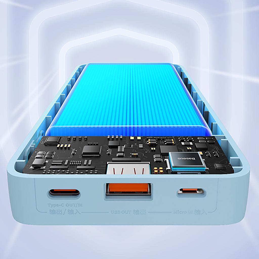 Powerbank 20000mAh Airpow 20W with USBA USBC cable 50cm blue