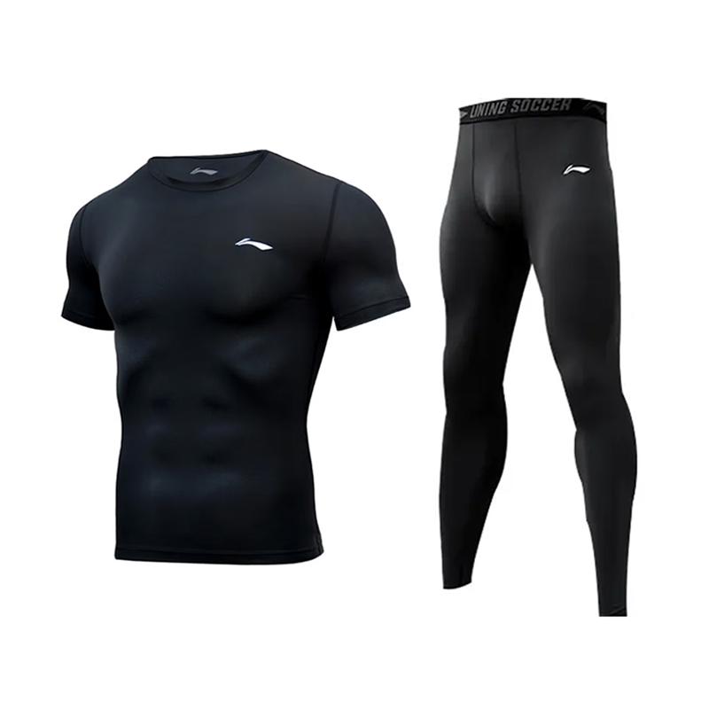 

Li-Ning Модний Тренувальний Спортивний Зручний Швидкосохнучий Дихаючий Еластичний З Круглим Вирізом Набір для Фітнесу Унісекс набори YUDV015-1+YULV023-1 4XL