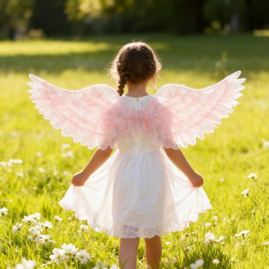 Angel Wings for Adults Kids Angel Feather Wings Costume with Elastic Straps for Halloween Christmas Cosplay Party