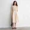 Chuyu Women's Wrinkled Texture Cinch-Waist Mid-Length Dress