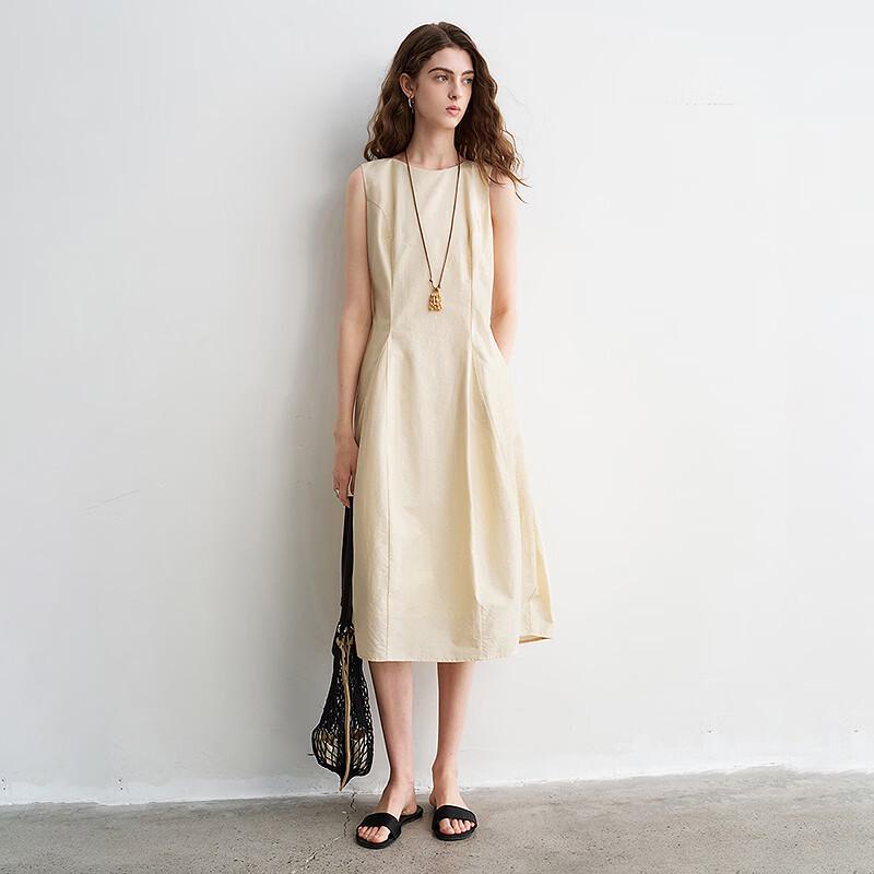 Chuyu Women's Wrinkled Texture Cinch-Waist Mid-Length Dress