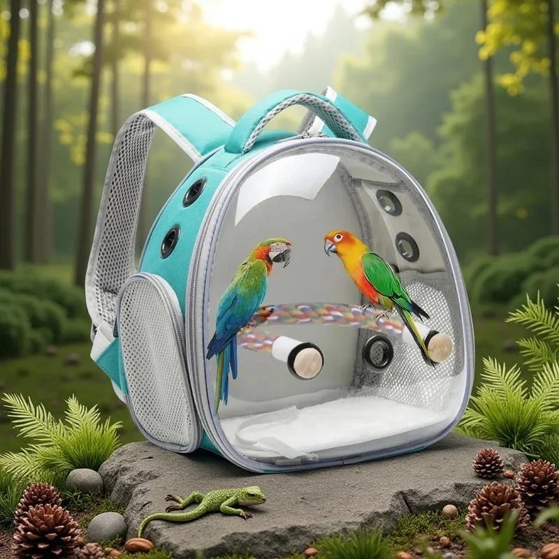 Leopard Gecko Backpack Bird Cage Parrot Carrier Travel For Lizard Guinea Pig Rabbit Frog Spiders Bearded Dragon Reptile Pet Bag