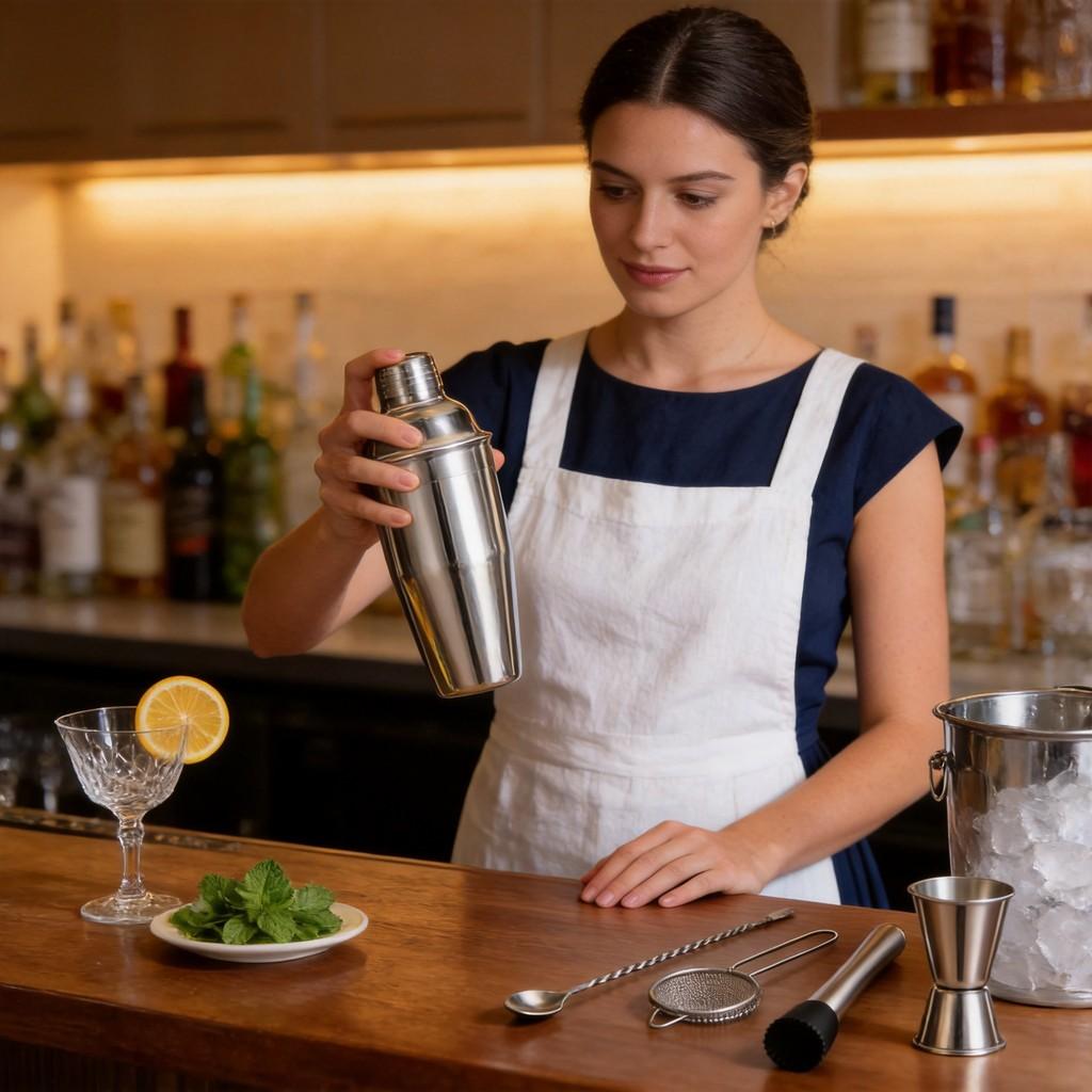 Cocktail Bar Tool Set With Stainless Steel Shaker For Home Entertaining