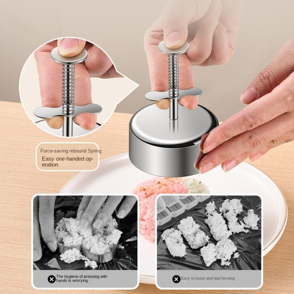 New Stainless Steel Sushi Mold Non-Stick Sushi Tool Rice Ball Ring Easy To Release Hamburger Patty Maker
