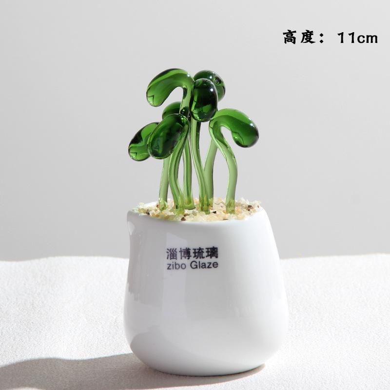 Handmade Glass Blown Cactus Cute Crystal Art Cactus Figurines Collectibles Desk Simulation Plants Decorations Mother's Day Gift