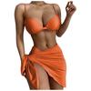Women Sexy Fashion Bikini Solid Color Three Piece Swimsuit
