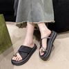 Round Head Set Toe Slip-on Metal Decoration Soft Bottom Soft Surface Thick Bottom 2024 Summer New Fashion Women's Slippers