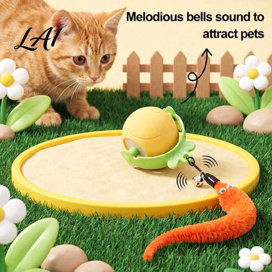 Interactive Toy for Indoor Cats Cat Ball Self Rolling Ball with Bell And Detachable Plush Tail Pet Tail Automatic Obstacle Avoidance Rechargeable