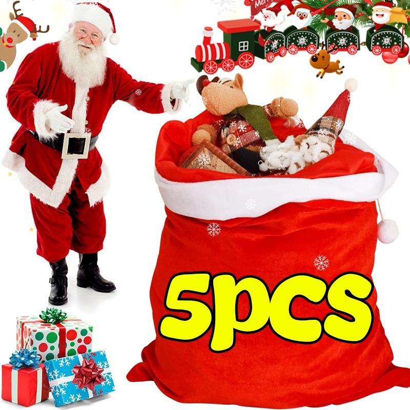 Large Christmas Velvet Drawstring Gift Bags Santa Claus Costume Props Party Supplies Holiday Decor 2026 New Year Celebration