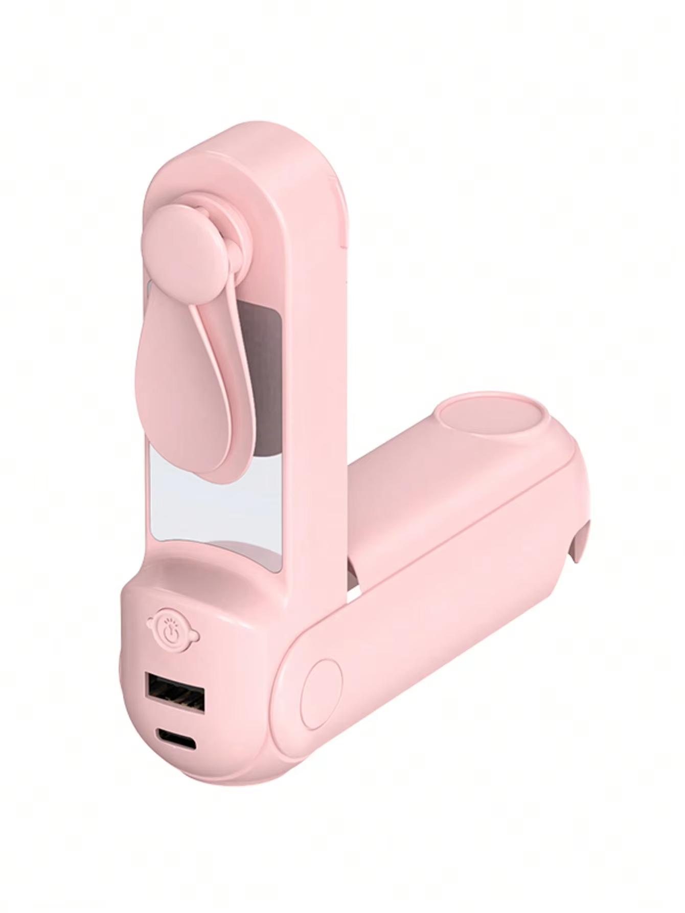 

Portable Foldable Fan Handheld Fan 270 ° Adjustable Mini Fan Rechargeable 5-in-1 Bracket/Mirror/Flashlight/Fan/Power Bank