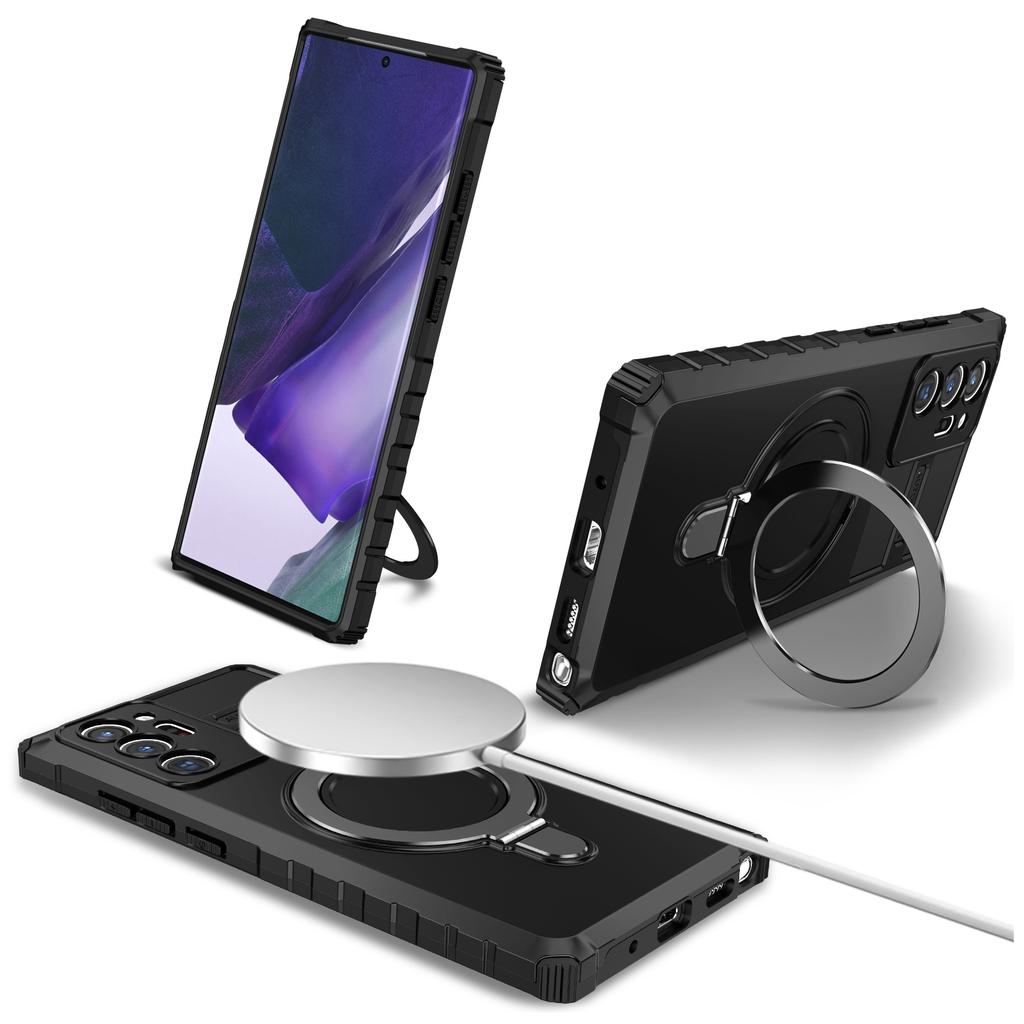 For Samsung Galaxy Note20 Ultra/Note20 Ultra 5G Case PC+TPU Kickstand Magnetic Phone Cover