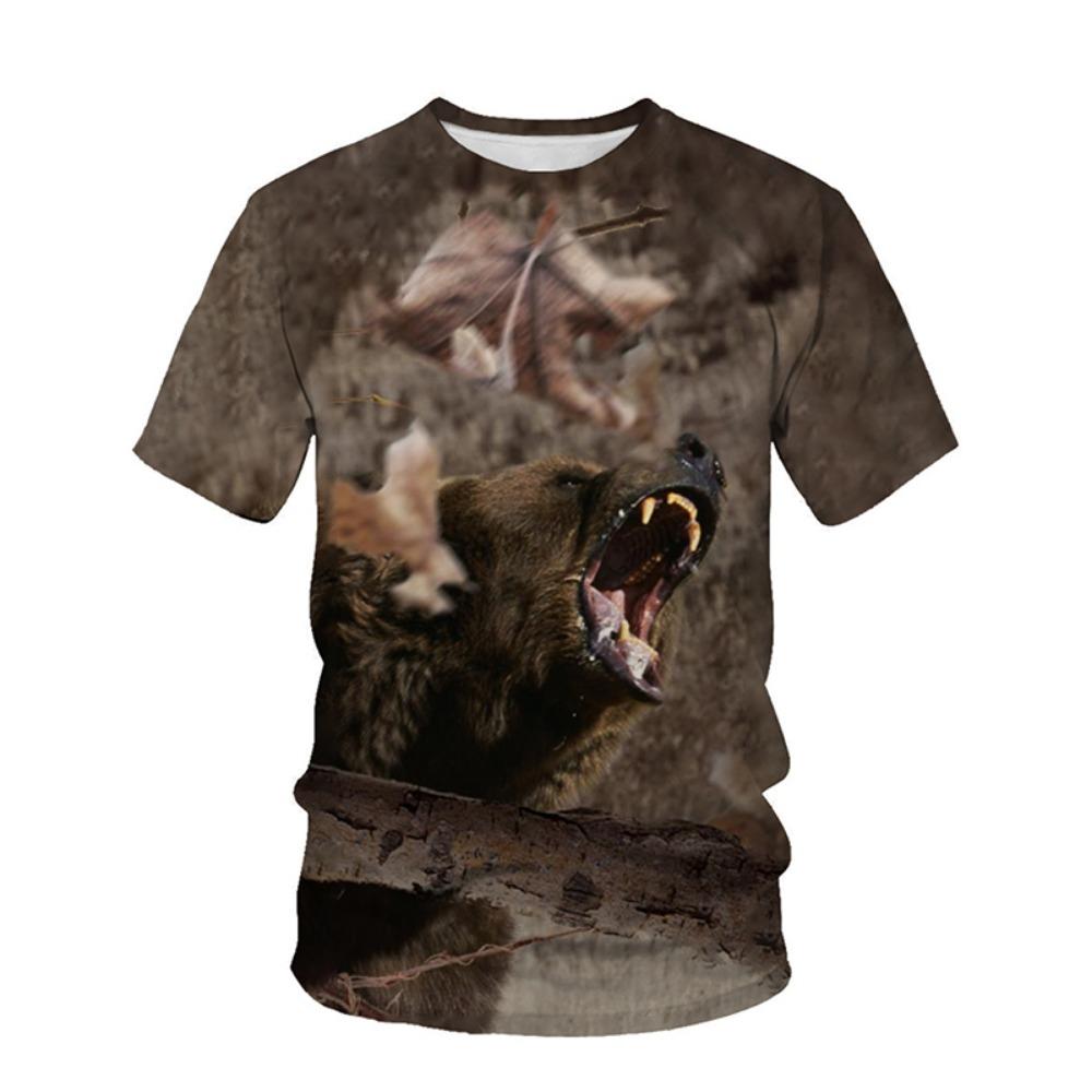 New Animal Camouflage Hunting 3D Print T-Shirt, Men's Summer Short Sleeve Loose Harajuku Style Top