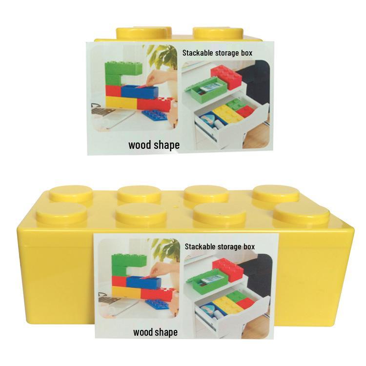 Candy-Colored Stackable Building Block Storage Box for Desk or Office Supplies