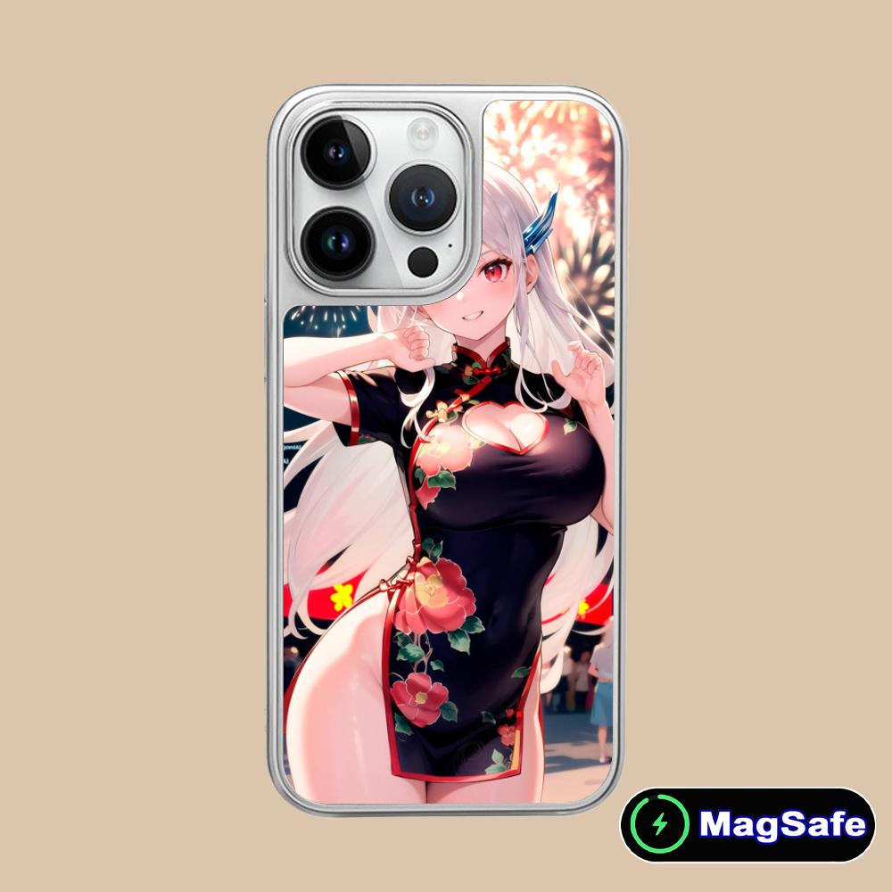Mato seihei no slave Uzen Kyouka Phone Case for iPhone 17 16 15 14 13 12 11 Air Pro Max Plus Magsafe Silver Plating Cover