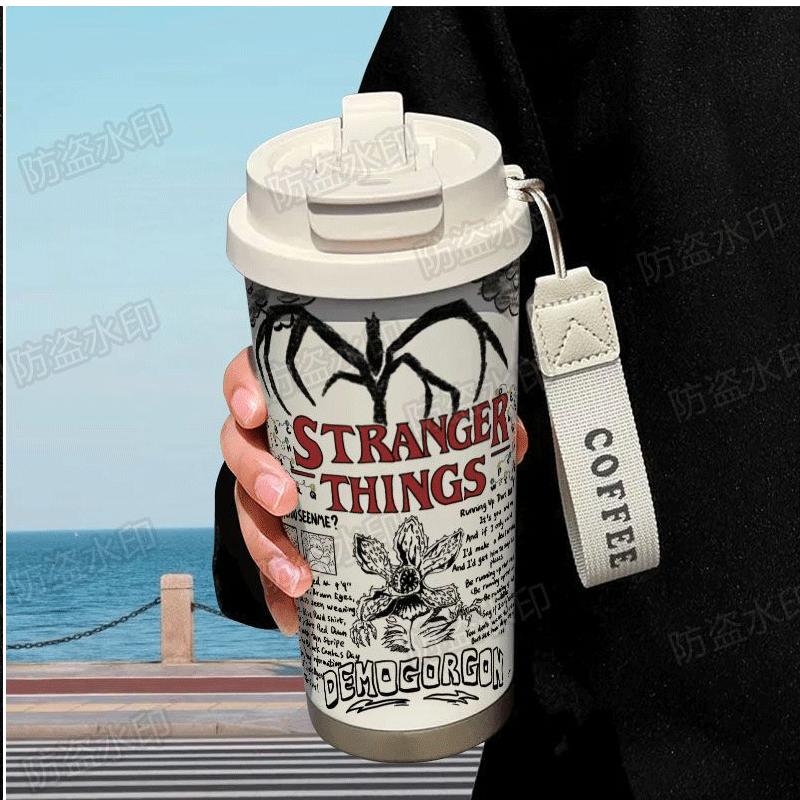 Stranger Things Insulated Tumbler - Stainless Steel Dual Lid Sippy Cup for Coffee & Cold Drinks