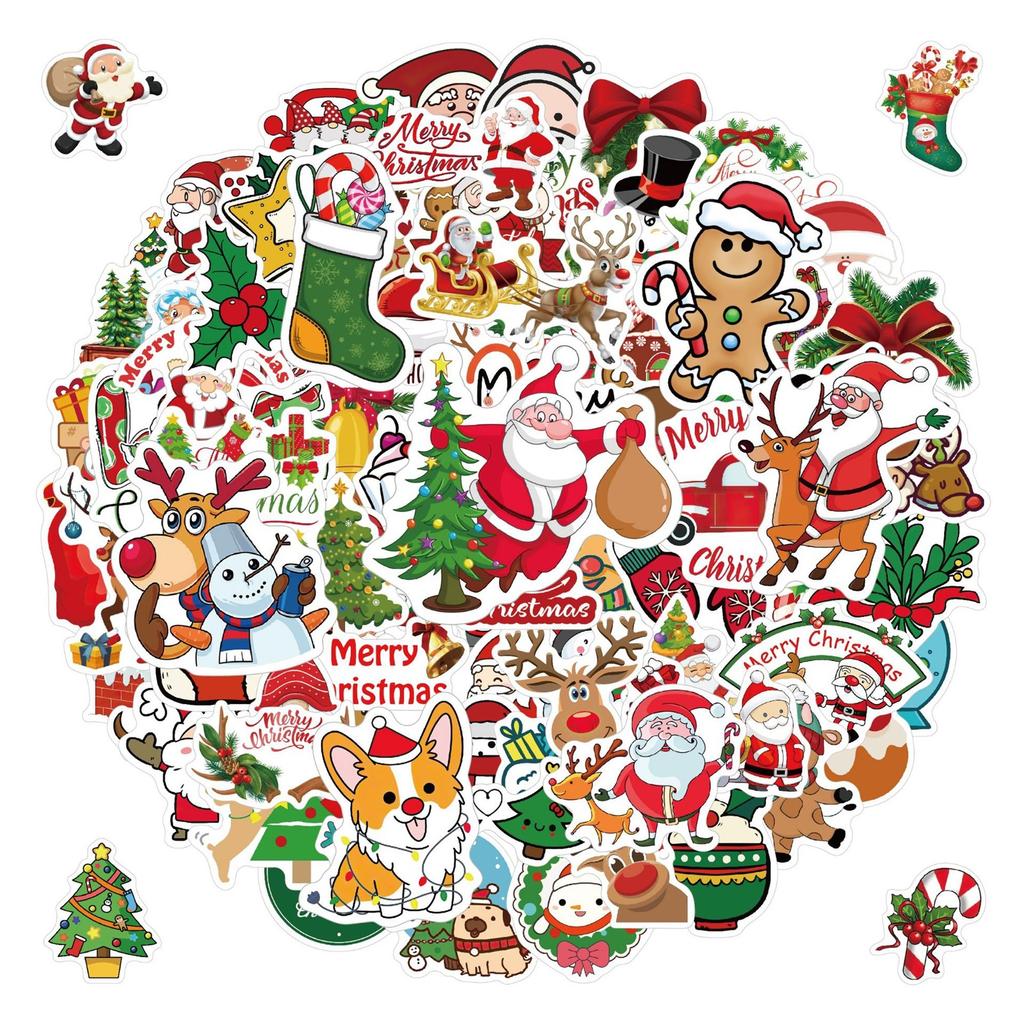 100 Christmas Stickers, Backpack Decorations, Cartoon Stickers, Refrigerator Stickers