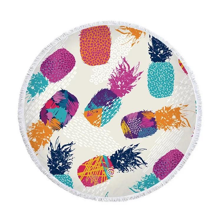 Summer Round Beach Towel Flamingo Tropical Plant Pineapple Printing Bath Shower Towels Bikini Cover Up Beach Towel