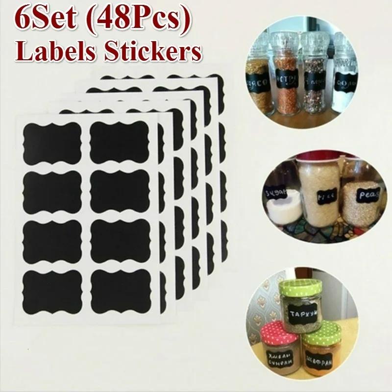 

6Sheets (48Pcs) Erasable Blackboard Sticker Craft Kitchen Jars Organizer Labels Chalkboard Chalk Board Sticker Black Board