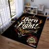 Decorative Carpet with "Born to Fight" Graphic Design and Vibrant Colors Suitable for use as an anti-slip for living room bedroom sofas