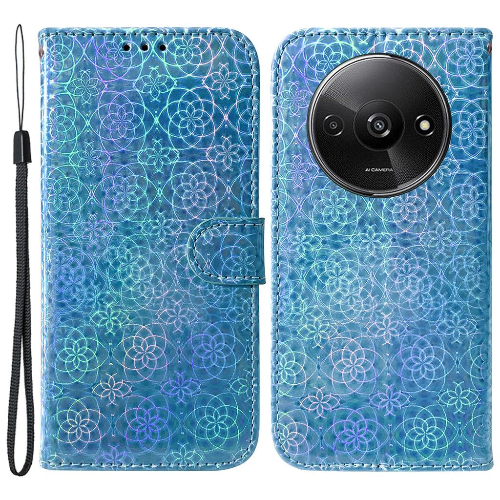 For Xiaomi Redmi A3/Poco C61 4G PU Leather Case Anti-scratch Dazzling Flower Pattern Phone Protector