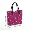  Pink Snowflake Print Tote Bag Casual Large Capacity Shoulder Handbag for Daily Use