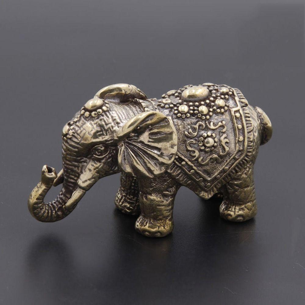 Brass Lucky Elephant Statue Elephant Brass Elephant Miniatures Portable   Office