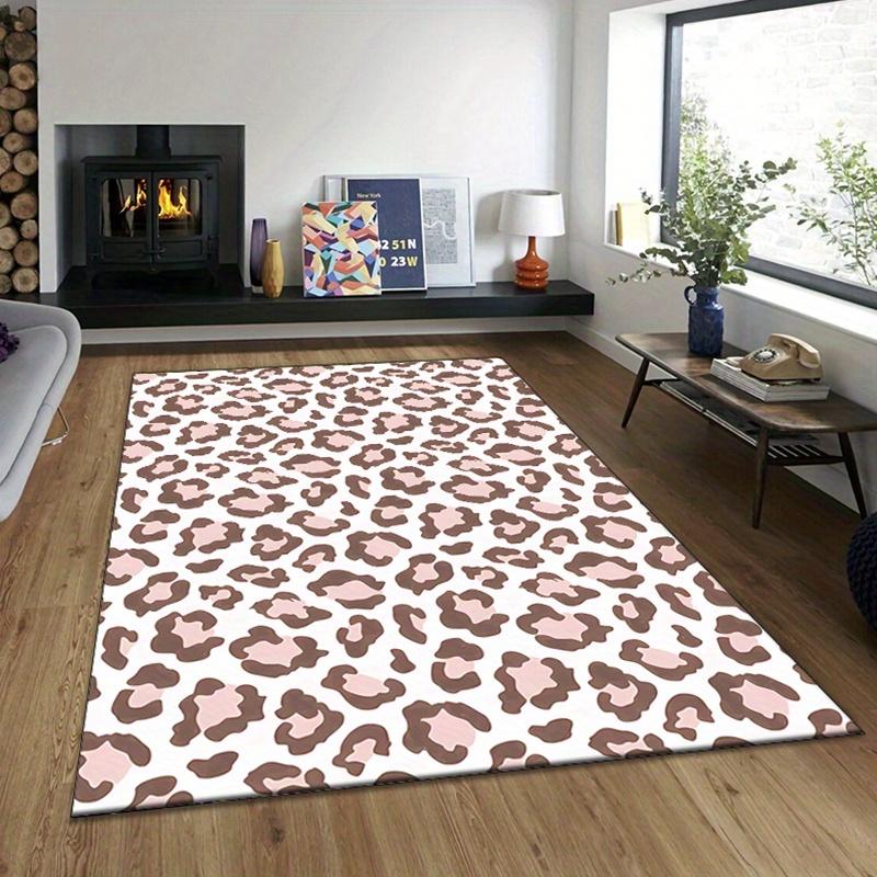 Crystal Velvet Leopard Printed Area Rug Carpet for Bedroom Living Room Home Decor Rugs Mat Non Slip Mat Rug for Bedside