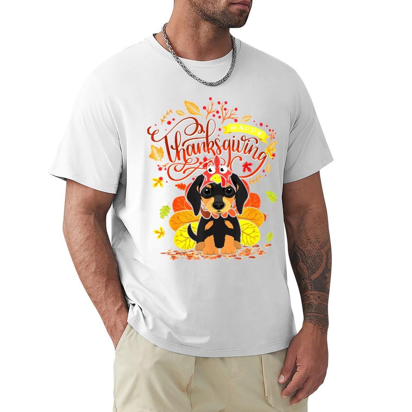 Dachshund Thanksgiving Turkey Dog Sausage Weiner Autumn Tshirt Holiday All Match Tshirt S