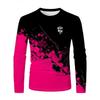 Herre langærmet T-shirt med 3D-stribetryk, behagelig, åndbar og alsidig herretopp