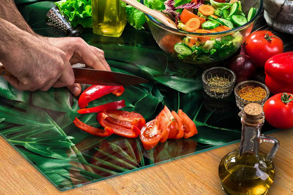 SZKLANA DESKA DO KROJENIA 52x30 MONSTERA