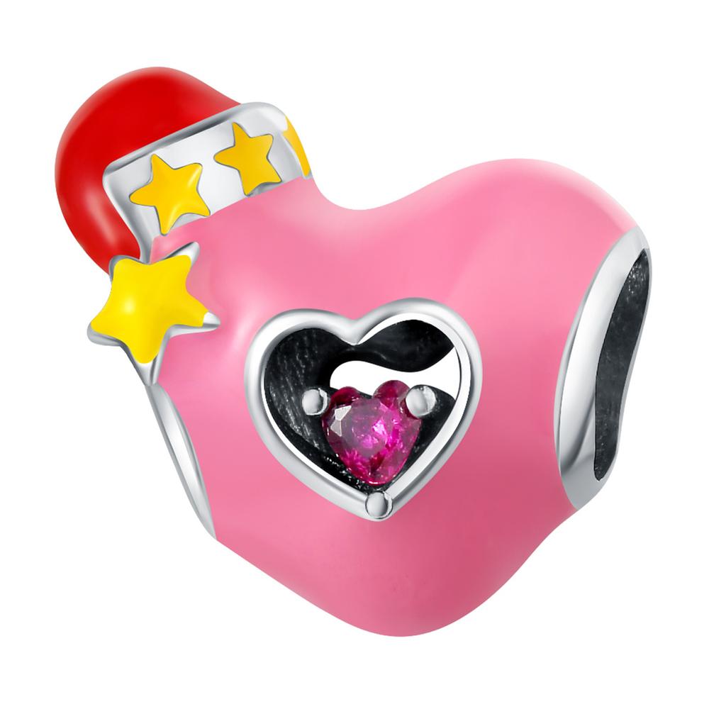 Copper Flower Love Heart Pink Series Charms Beads Fit Original Wear Bracelets Diyjewelry Accessories