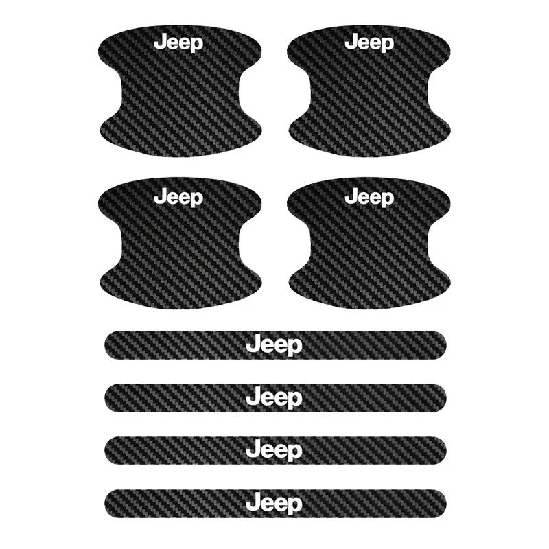 Dla Jeep 4/8/12 SZT Naklejka na próg drzwi samochodu Naklejka ochronna przed zarysowaniami na miseczkę klamki drzwi Dla Jeep Wrangler Renegade Wrangler