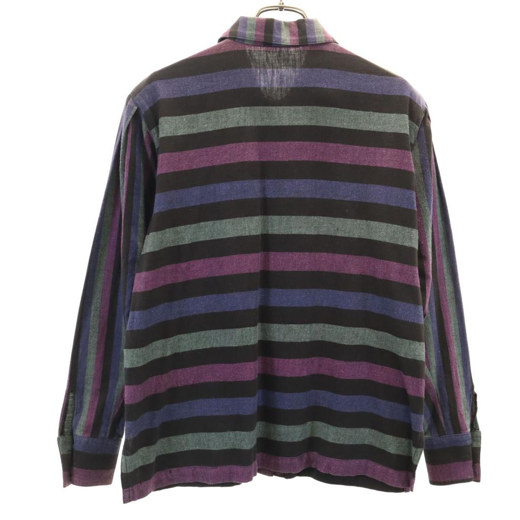 ISSEY SPORT 90s Made In Japan Old Border Pattern Long Sleeve Open Collar Shirt Women Used