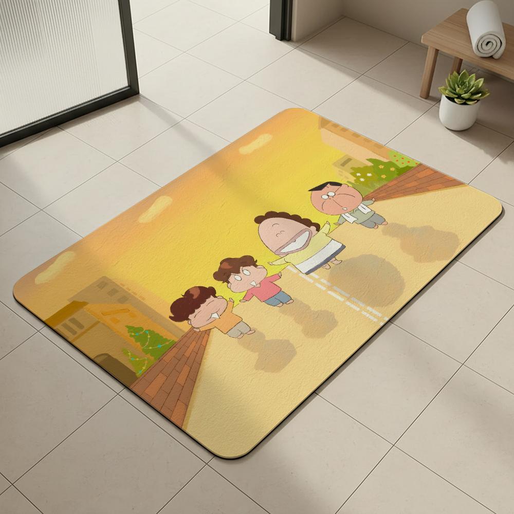 Anime A-Atashin'chi Floor Mat Diatomite Bath Mat, Quick Dry, Absorbent, Multi-Scene Mat