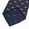 Emporio Armani Eagle Blue Made in 340075 3R616 00035 Men's Tie, 7.5cm Wide, 100% Silk, Logo, Navy, Italy, [Used]