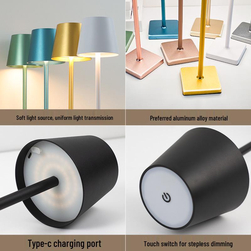 All-Aluminum USB Charging Touch Table Lamp - Modern Minimalist Night Light