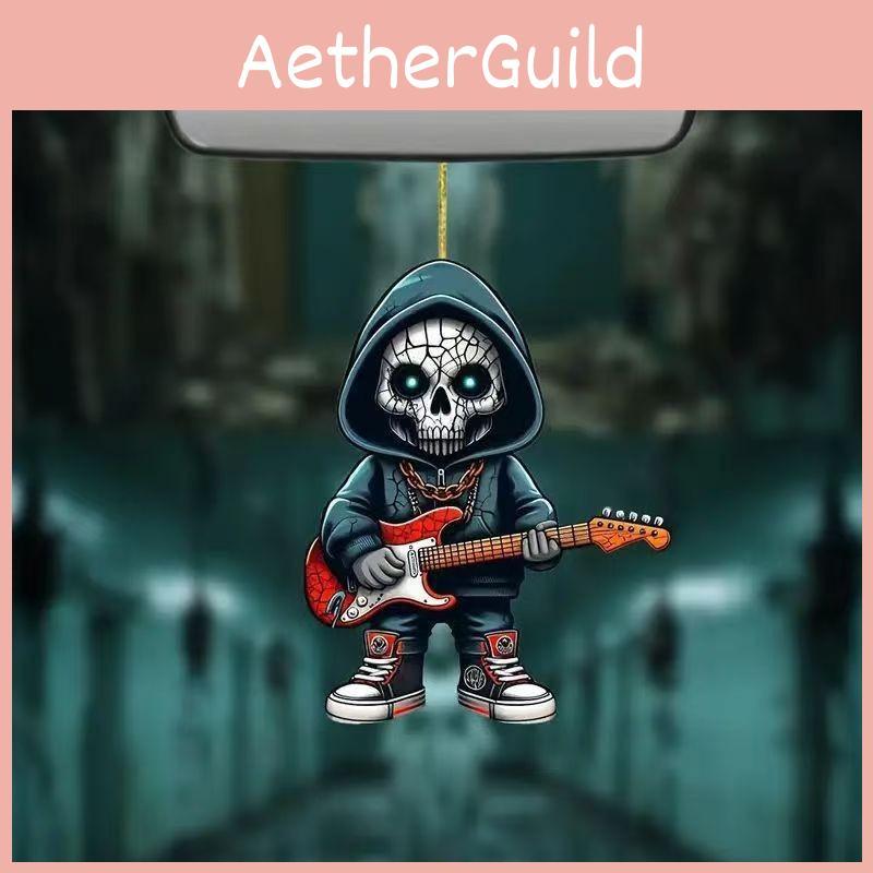 Cartoon Skull Car Ornament With Acrylic Construction For Halloween And Auto Accessories