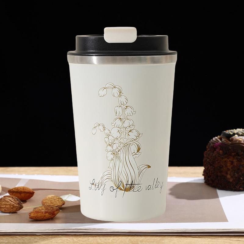 Personalized Travel Mug Insulated Stainless Steel Cup Ceramic Liner Coffee Mug Men Women Portable Reusable Tumbler Gift Couples 380ml