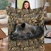 Wild Boar Animal Theme Art Blanket - Perfect Gift for Wildlife Lovers Soft Warm All-Season Throw for Sofa & TV Cozying