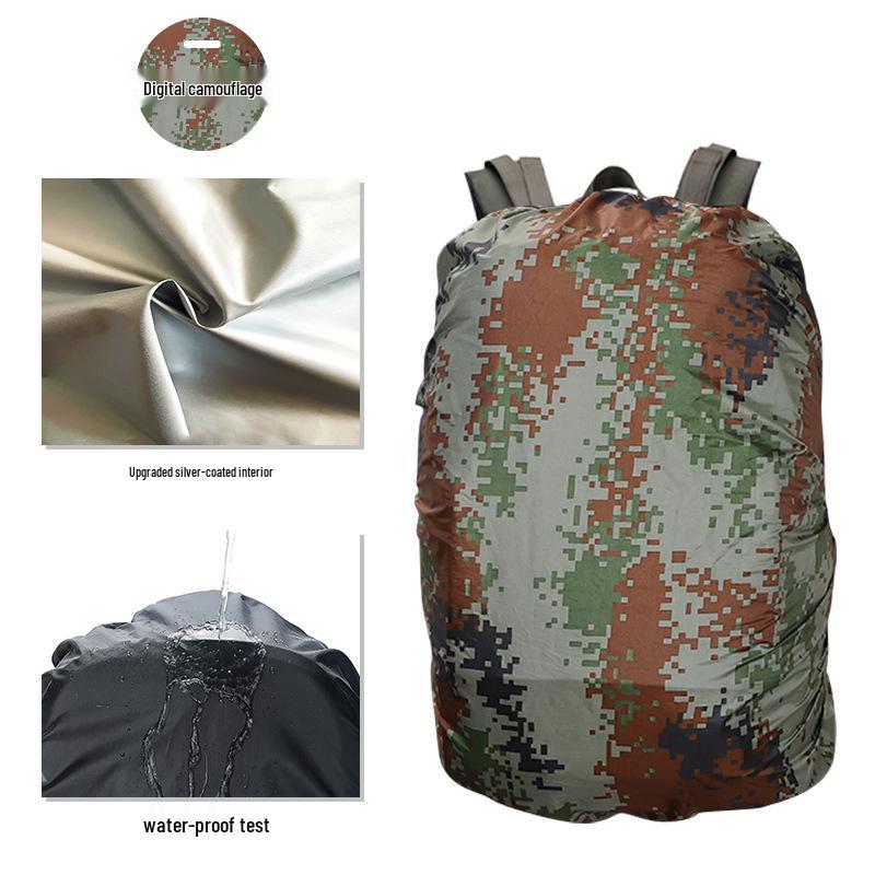Camouflage 80L Wasserdichter Digitaler Rucksack mit Regenhülle – Ideal für Wandern, Trekking, Radfahren und Schule.